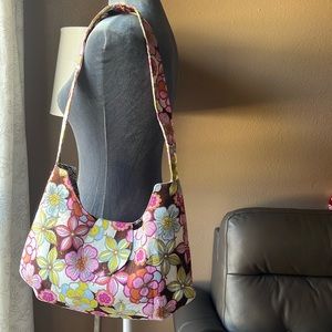 Floral Handmade Purse Shoulder Bag Pink Brown Green Blue Flowers
